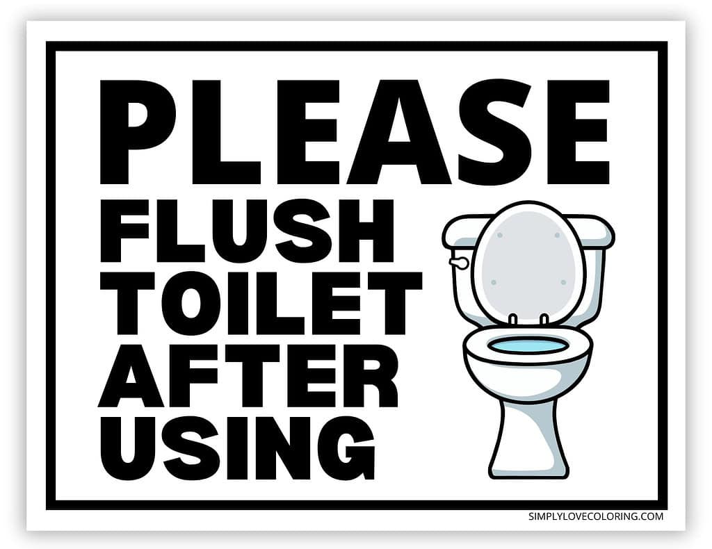 flush the toilet signs (free pdf printables) - simply love coloring
